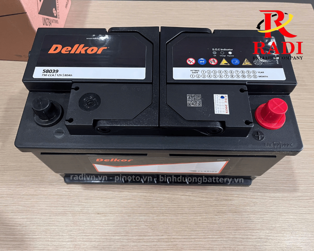 Ắc quy Delkor 58039 DIN80 (12V - 80Ah) nhập khẩu Hàn Quốc